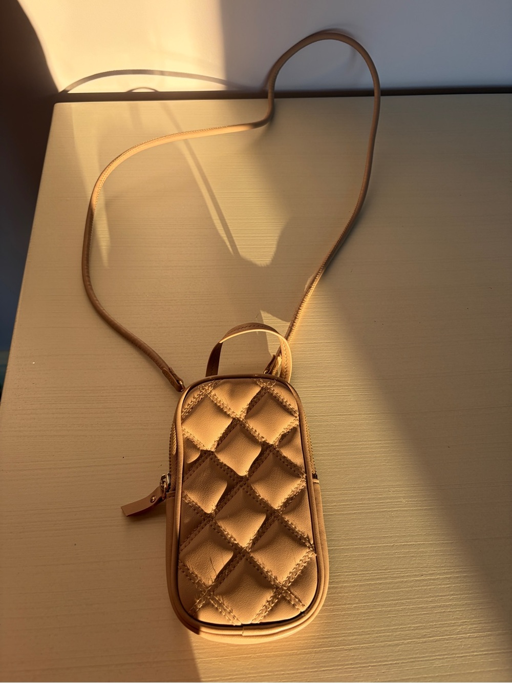 H&M Quilted Mini Crossbody Bag in Tan